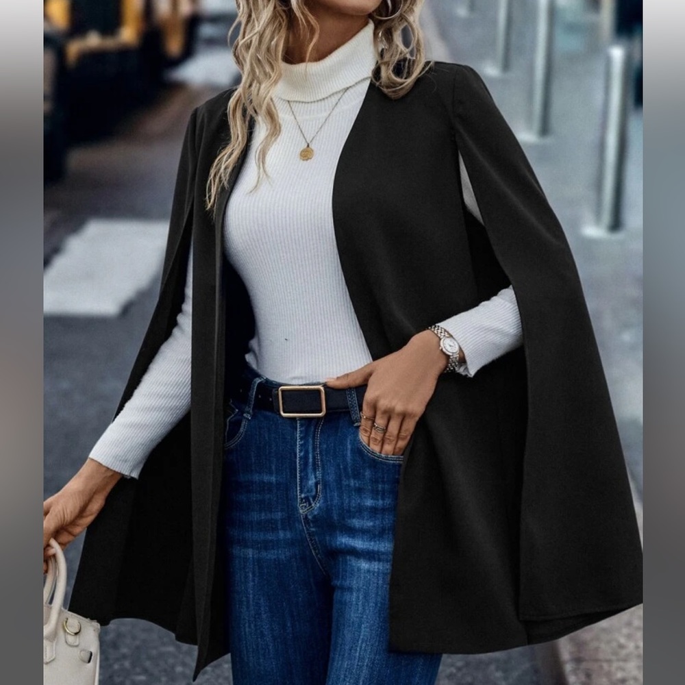 Shein open front cape blazer